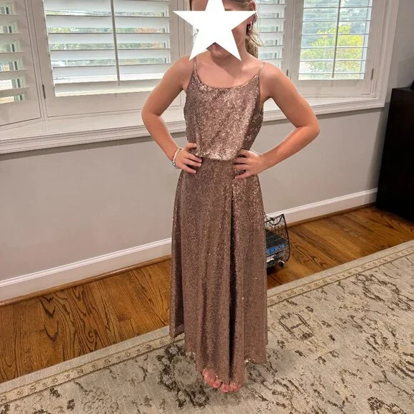 Revelry Juniors (J8) Hazel Sequin Dress in Matte Bronze